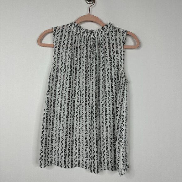 2/$30 LOFT Floral Print Sleeveless Ruffle Shell Tie Back Keyhole #A0504 TRB3 - Picture 3 of 7